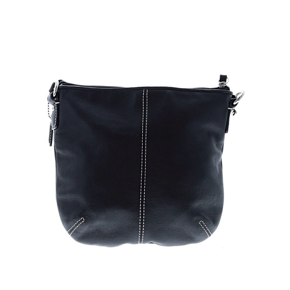 Coach Black Leather Pleated Crossbody with Contrast Stitching - Picture 3 of 3